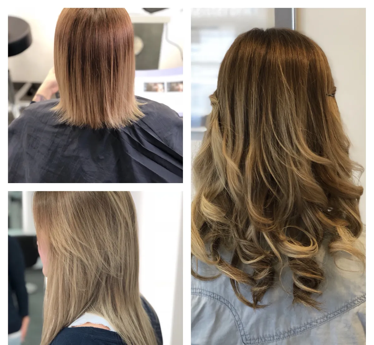 Vorher-Nachher Great Lengths Haarverlängerung: von kurzem Bob zu langer, voller Lockenmähne